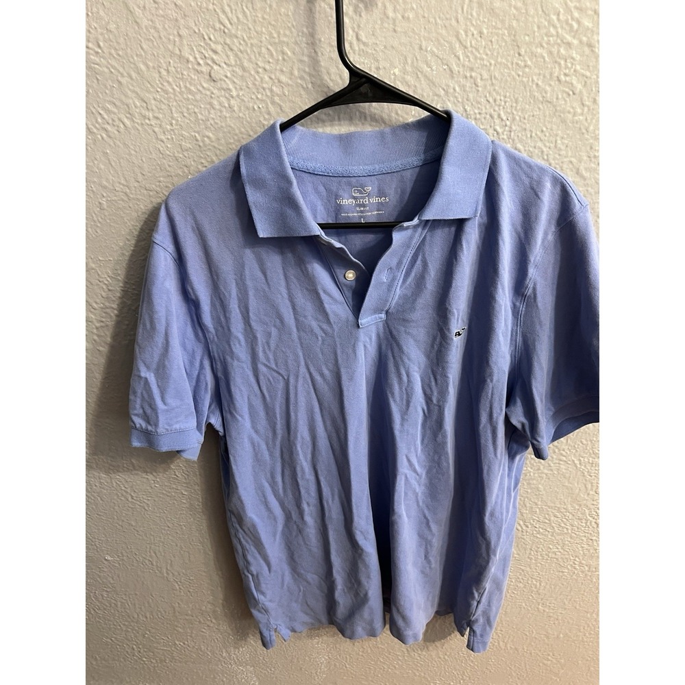 Vineyard Vines Polo Shirt Mens Blue Size Large Whale Logo